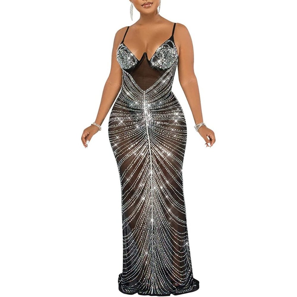 NEW Beautiful Sparkling Bling Rhinestone Evening Gown Prom Or Quincenera…